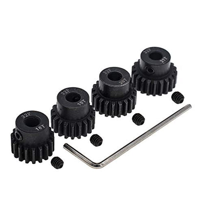 4pcs 32p Pinion Gear 5mm Set Hardened 18t 19t 20t 21t 32 Pitch Gears RC Upgrade Part with Screwdriver