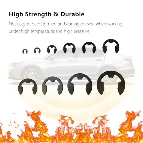 400PCS Car E Clips Assortment Kit,Alloy Steel Car Retaining Rings with 10 Size (M1.5 M2 M3 M4 M5 M6 M7 M8 M9 M10),External Snap Rings Assortment Kit Cars Accessories