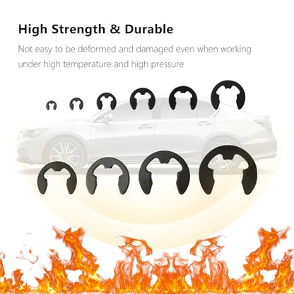 400PCS Car E Clips Assortment Kit,Alloy Steel Car Retaining Rings with 10 Size (M1.5 M2 M3 M4 M5 M6 M7 M8 M9 M10),External Snap Rings Assortment Kit Cars Accessories
