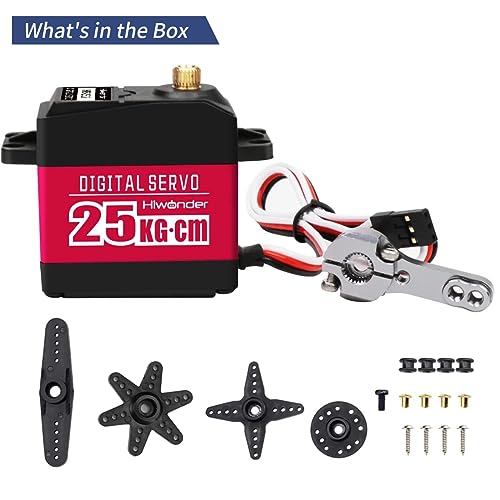 25KG Servo High Torque Servo Motors, Waterproof Full Metal Gear Steering Servo for Robot DIY, Digital Servo with 25T Servo Horn, Control Angle 180° - size: 25KG/180° VERSION