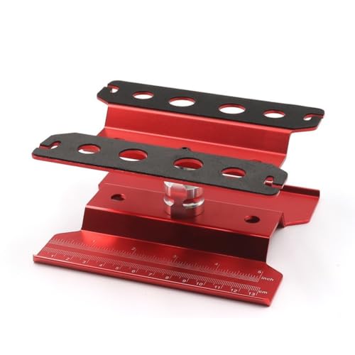 1:10 1:8 RC Car Repair Stand with Ruler Adjustable RC Car Repair Stand Rotating Workstation for Workbench, Red, 135mm Height - color: Red