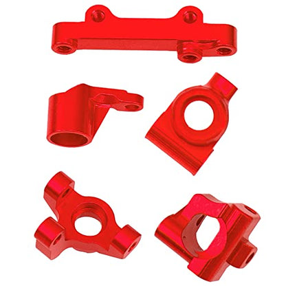 Auminum Alloy Steering Knuckle C-Hubs Bellcranks Set Compatible with Losi 1/18 Mini-T 2.0 2WD Stadium RC Truck Hop-Up Parts (Red) - color: Red