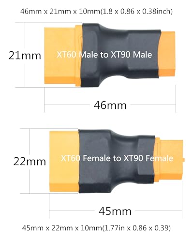 2Pair XT60 to XT90 Converter Plug, no Wire Adapter Battery Connector Plug | XT60 Male to XT90 Male & XT60 Female to XT60 Female Battery Adapter Plug, Plug and Play, for RC Lithium Battery - 4Pcs - style: XT60 to XT90 - 4Pcs(2Pair)