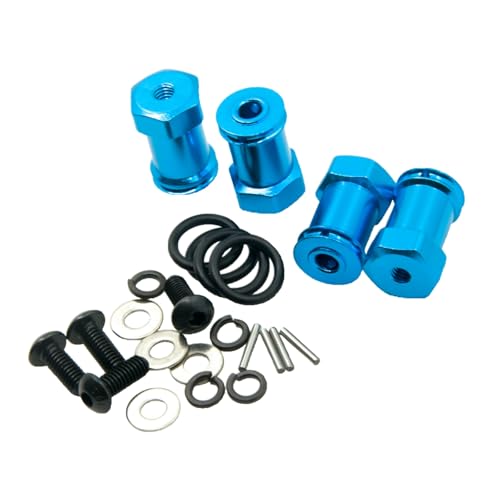 4Pcs/Set Aluminum Alloy 12mm Wheel Hex Hub Adapters 20mm Extension Hex Drive Adapter Combiner Coupler Compatible with 1/10 RC Crawler Axial SCX10 Wraith RC Truck Car Upgrades (Blue) - color: Blue