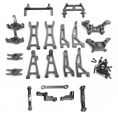 Swing Arm Shock Mount Body Pillar Steering Rod Kit, Metal Aluminum Alloy Upgrade Accessories Spare Part, for Hyper GO BEZGAR Jetwood H16BM H16GT H16DR 1/16 RC Car (10 Sets Titanium) - color: 10 Sets Titanium