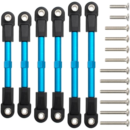6Pcs Adjustable Aluminum Turnbuckles Camber Links Set for Traxxas Slash 4X4 2WD / Rustler/Stampede/Hoss/Bandit 1/10 RC Short Course Trucks Replacement Upgrade Accessories (Blue) - color: Blue