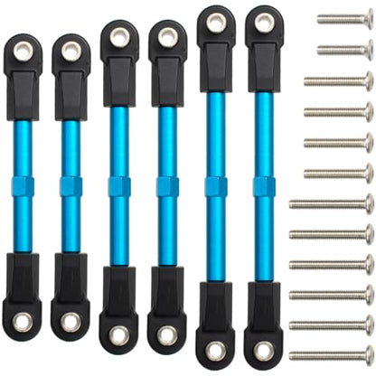 6Pcs Adjustable Aluminum Turnbuckles Camber Links Set for Traxxas Slash 4X4 2WD / Rustler/Stampede/Hoss/Bandit 1/10 RC Short Course Trucks Replacement Upgrade Accessories (Blue) - color: Blue