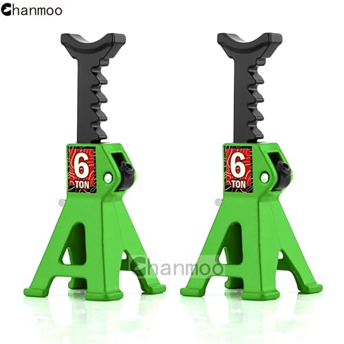 1/24 RC Toy Jack Stands 1/18 Simulation 6 Ton Metal Adjustable Mini Jacks Stand for 1:18 1:24 Scale Crawler Car Axial SCX24 Kyosho Tamiya HSP FCX24 TRX4M SCX24 AX24 Ford Bronco (Green, 2 PCS) - color: Green