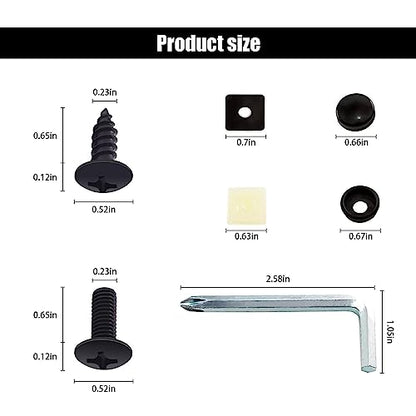 8 Sets Rustproof License Plate Screws Kit, Anti-Vibration Anti-Theft Car License Bolts, Self Tapping Mounting Fasteners for Auto Front and Rear License Plate Frame Cover (Black)
