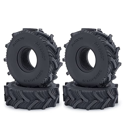 RCLIONS 1/24th Rubber Micro 1" RC Wheel Tires for Axial SCX24 Deadbolt,C10,JLU CRC,Bronco,Gladiator RC Crawler Truck Car (62mm) - size: 62mm