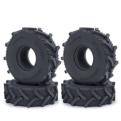 RCLIONS 1/24th Rubber Micro 1" RC Wheel Tires for Axial SCX24 Deadbolt,C10,JLU CRC,Bronco,Gladiator RC Crawler Truck Car (62mm) - size: 62mm