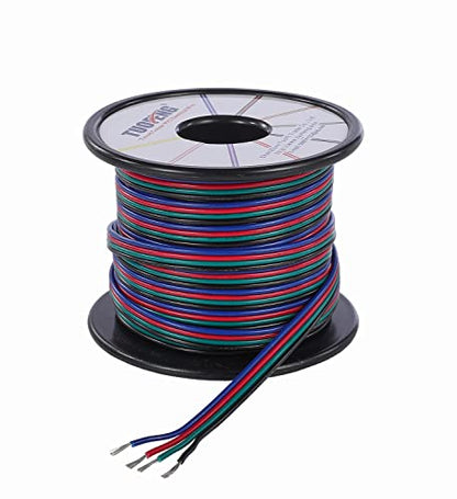 TUOFENG 22 AWG 4 Pin RGB Extension Cable, 40ft | LED Strip Wire - size: 22 AWG 4 Parallel PVC Wire 40ft