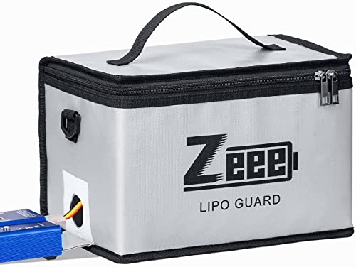 Zeee Lipo Safe Bag Battery Fireproof - 10 Cell Adjustable(10.6x6.7x6.7in) | Large Capacity Storage Guard Battery Safey Pouch for Storage Charging