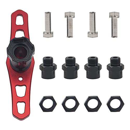 ShareGoo 17mm Wheel Hex Wrench & 12mm to 17mm Wheel Hex Drive Hub Adapter 15mm Offset Extension Compatible with Tamiya Axial RC4WD Traxxas Redcat 1/10 RC Car Buggy Truck (Black) - color: Black