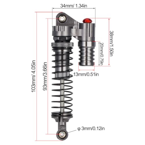 Aluminum Adjustable Piggyback Shock Absorber Oil Damper for Axial SCX10 Capra Wraith TRX4 TRX6 D90 Tamiya CC01 HSP HPI 1/10 RC Crawler Accessories Upgrade Parts