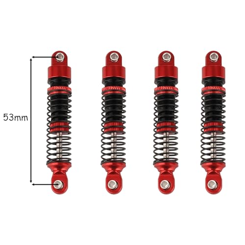 4PCS 53mm/59mm/65mm/78mm Aluminum Shocks Absorbers Oil Threaded Damper for 1/18 RC Crawler TRX4M TRX-4M Bronco Defender K10 Upgrade Parts (53mm-red) - color: 53mm-red