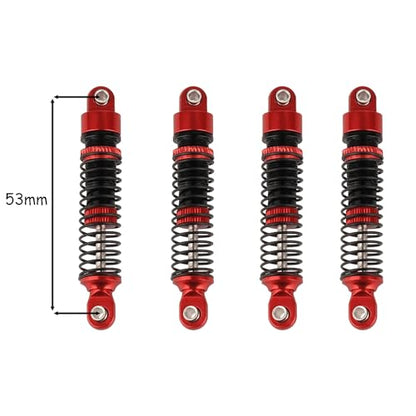 4PCS 53mm/59mm/65mm/78mm Aluminum Shocks Absorbers Oil Threaded Damper for 1/18 RC Crawler TRX4M TRX-4M Bronco Defender K10 Upgrade Parts (53mm-red) - color: 53mm-red