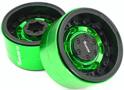 RC 1.9 Beadlock Wheels Adjustable 2 Offsets Rims Hub Aluminum Upgrades for 1/10 RC Crawler Axial SCX10 RR10 Wraith TRX4 TRX-6 XN (Green Black) XN1909 - color: Green Black