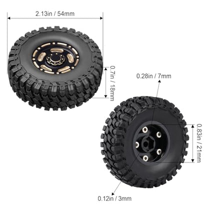 HobbyPark Brass 1.0 Beadlock Wheels & Tires for 1/18 TRX4M Upgrades Parts 1/18 SCX24 1/24 RC Crawler Replacement, Set of 4 (Type D) - style: Type D