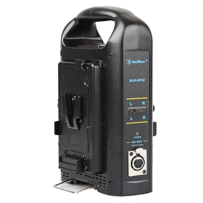 Dual Channel V-Mount/V Lock Battery Charger Compatible with 14.4V/14.8V V-Mount Batteries, 2.5A/5A Charge Current, Built-in DC Adapter with 16.7V /4.5A Output.