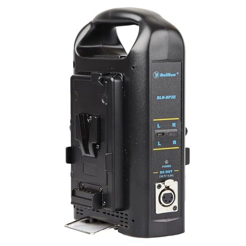 Dual Channel V-Mount/V Lock Battery Charger Compatible with 14.4V/14.8V V-Mount Batteries, 2.5A/5A Charge Current, Built-in DC Adapter with 16.7V /4.5A Output.