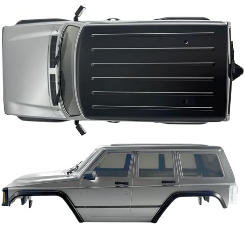 6.10in Wheelbase ABS Hardtop Cherokee Body for TRX4M Bronco Defender Chassis, 1/18 RC Crawler Body Shell with Front & Rear Bumpers (Silver Grey) - color: Silver Grey