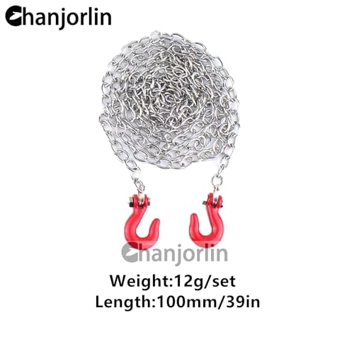 1/10 RC Crawler Car Mini Simulation Metal Trailer Chain with Tow Hook Accessories for 1:10 Scale Rock Crawler Truck Car Traxxas TRX4 SCX10 RXB10 Redat Axial RC4WD Tamiya TF2 Gen8 (Red) - color: Red
