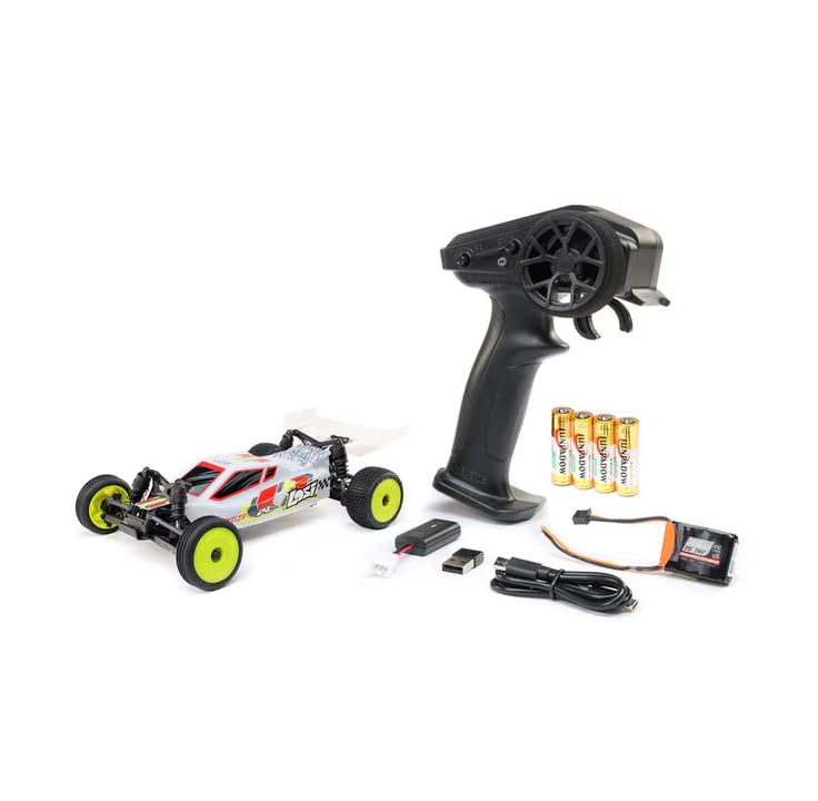 Helidirect Losi RC Car Micro-B 2WD Brushed Mini RC Buggy 1/24 Scale RTR Assemble Kit - Remote Control Car, RC Cars, Micro Racing RC Buggy 1/24 Scale (White - LOS00007T1) - color: White - Los00007t1