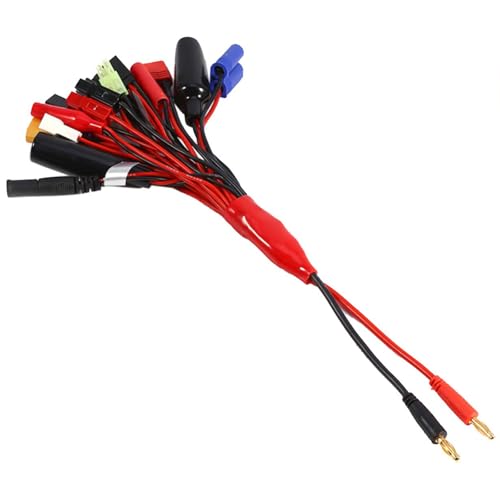 19-in-1 RC LiPo Battery Charger Adapter Cable | Supports Tamiya, EC3, EC5, XT60, JST and more, 4mm gold-plated input, for RC cars, boats, planes