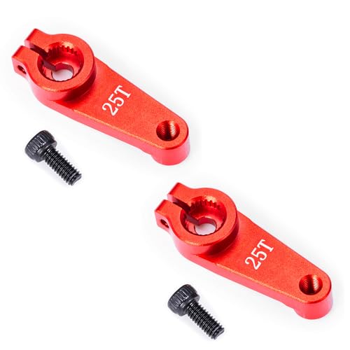 RCHUBAM Universal Aluminum 25T Servo Horn Steering‑Arm for 1/10 RC Car | 2Pcs 25T (18.5mm),Servo Horn with Screw for Futaba Savox Power HD HSP Servos Motor - style: 2Pcs 25T (18.5mm)