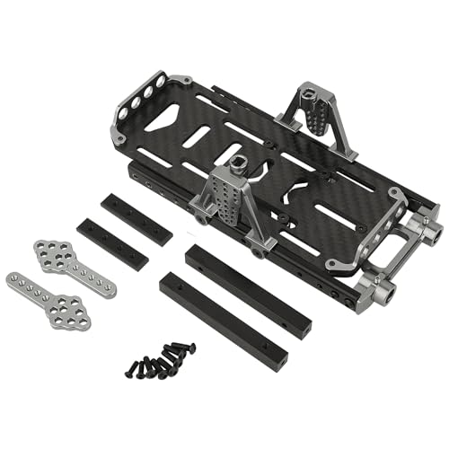 Metal Chassis Frame Kit Extended Rails with Shock Towers Battery Mount Bumper Mount Chassis Brace 4x4 Upgrade to SCX10 6x6 for 1/10 RC Crawler Axial SCX10 Modified Part (Titanium) - color: Titanium