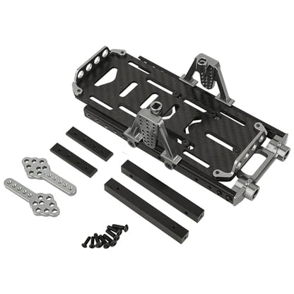 Metal Chassis Frame Kit Extended Rails with Shock Towers Battery Mount Bumper Mount Chassis Brace 4x4 Upgrade to SCX10 6x6 for 1/10 RC Crawler Axial SCX10 Modified Part (Titanium) - color: Titanium