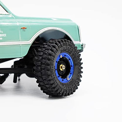 MRC 1.0 Beadlock Wheel 4PCS CNC Aluminum Wheels Rims Upgrade for 1/24 RC Crawler Car Axial SCX24 C10 Jeep Betty (Black-Blue) - color: Black-Blue