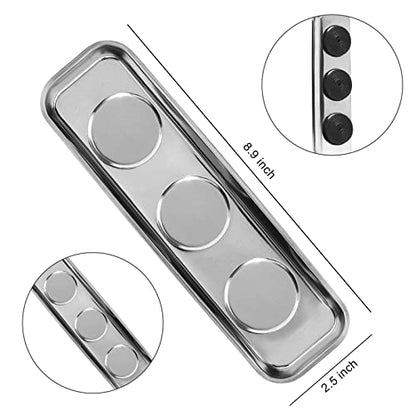 Magnetic Parts Tray 3pc,for Socket Screw Nuts Bolts Metal Parts,Extra Strong Magnet,Thickened Tray,Stainless Steel - style: Tray 3pc