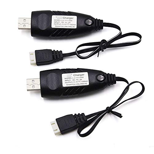 Blomiky 2 Pack 3S 1.5A Lithium Charger Cable Suitable for RC Car Boat Airplane Drone Airsoft 3 Cell Lipo Battery / 11.1V USB New 2