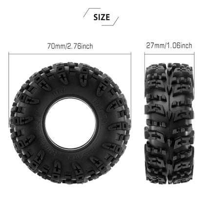 INJORA 1.3" Swamp Claw Mud Terrain Tires for 1/18 1/24 RC Crawler 70 * 27mm