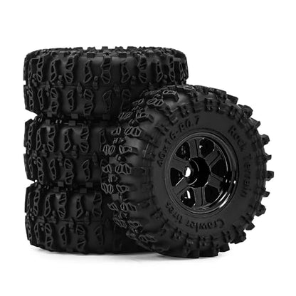 0.7 Inch RC Crawler Tires and Wheels Set 40×16mm for 1/30 Scale Axial SCX30 (Black) - color: Black