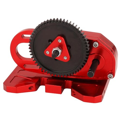 Heavy Duty LCG 2 Low Differential Gearbox Transmission with Gear Skid Plate for 1/10 RC Crawler Axial SCX10 I II III Capra TRX4 Upgrade Parts (red) - color: Red
