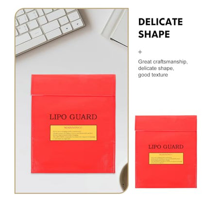 Explosion Proof Lipo Battery Bag - Fire Retardant Lithium Battery Safety Pouch for Charging and Storage - Protective Lipo Storage Guard with Sticky Band Red - size: 22.50X19.00X0.25CM