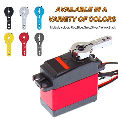 25T Aluminum Dual Clamping Metal Servo Arm Horn, 6 Colors, RC Model Motor Spare Parts for RC Car/Model Boat/Truck/Airplane (12Pcs)