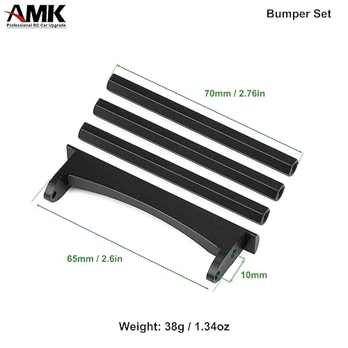 AMK Aluminum Alloy 1/10 Crawler Bumper Mount with Chassis Reinforcement Bar for LCG Frame Axial SCX10 Upgrades Element Enduro(Bumper Set) - color: Bumper Set