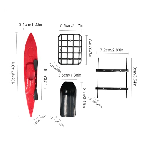 Drfeify RC Crawler Roof Rack Set, RC Crawler Truck Upgrade Accessories with Canoe and Box for Adventure Style Decoration