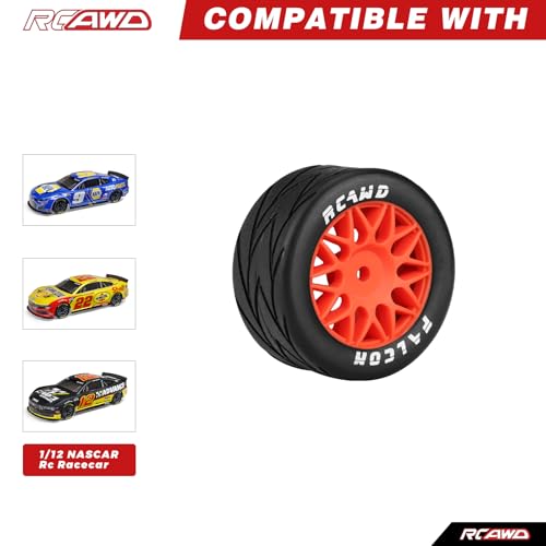 RCAWD for Losi 1/12 RC Racecar On-Road Car Pre-Glued Wheel Tire Sets, Balance Grip & Durability Nylon Rubber 8mm Hex Adapter 4mm Tires Upgrades Parts All Terrain Adaptation 4pcs Red - color: Red