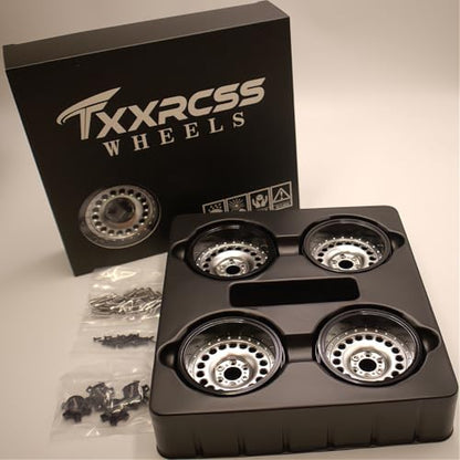 Adjustable 2 Offsets RC 2.2 Beadlock Wheels Rims Hub 1/10 Crawle Wheel Car Aluminum for Upgrades Remote Control SCX10 Capra Wraith Trx4 (4PC) (Bright Black ＆ Silver) - color: Bright Black ＆ Silver