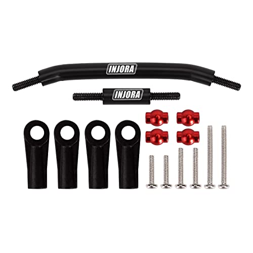 INJORA Steel Steering Link with Plastic Rod Ends for 1/24 SCX24（Black） - color: Black