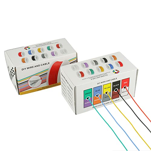 BOJACK 24 AWG Flexible Silicone Wire Electric Wire Hook up Wire Kit 300V Cables with Plus 20 φ3mm Heat Shrink Tubings and a Mini Wire Stripper(5 Colors 19.69Ft Each Color, 24AWG) - size: 24 AWG Silikondraht