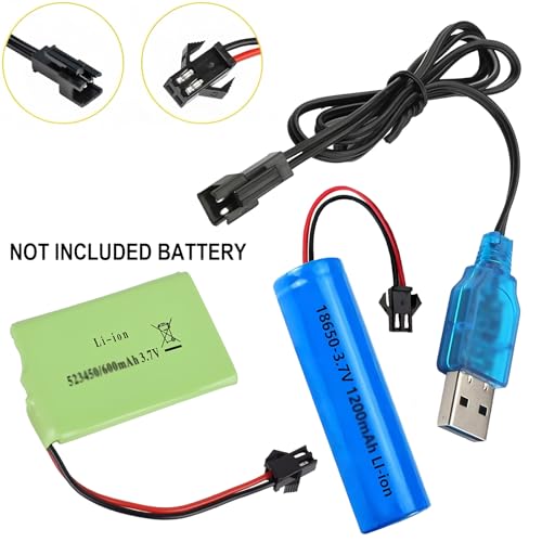 SAMLOO 2 Pack 3.7V Battery USB Charger Cable SM-2P Port Cable for 3.7V RC Boat Car Truck Toy Rechargeable Li-ion and Li-Po Battery Charger