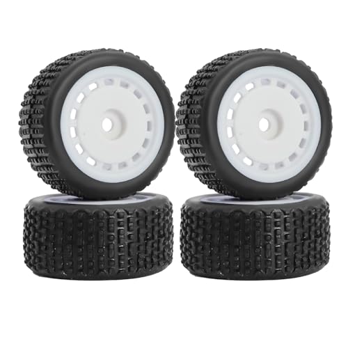 Pre-Mounted Pin Buggy Tires and Wheels Rims Hub Tires Set for 1/24 Losi Micro-B 1/28 Losi Micro-T Wltoys 244016 Upgrade Part (White Micro-T) - color: White Micro-t