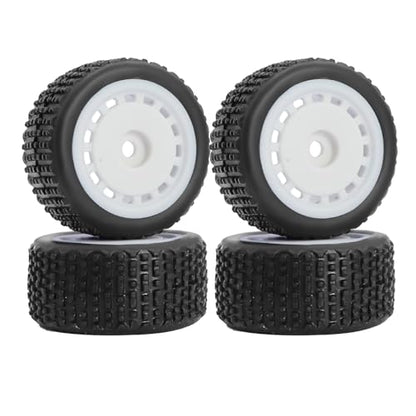 Pre-Mounted Pin Buggy Tires and Wheels Rims Hub Tires Set for 1/24 Losi Micro-B 1/28 Losi Micro-T Wltoys 244016 Upgrade Part (White Micro-T) - color: White Micro-t