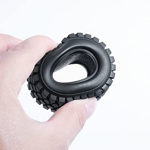 RCLIONS 4pcs Rubber Micro 1" RC Wheel Tyres Tires with Foam Insert for All 1/24 Axial SCX24 AXI00001,AXI00002,AXI90081 Deadbolt RC Crawler Truck Car (50mm) - size: 50mm